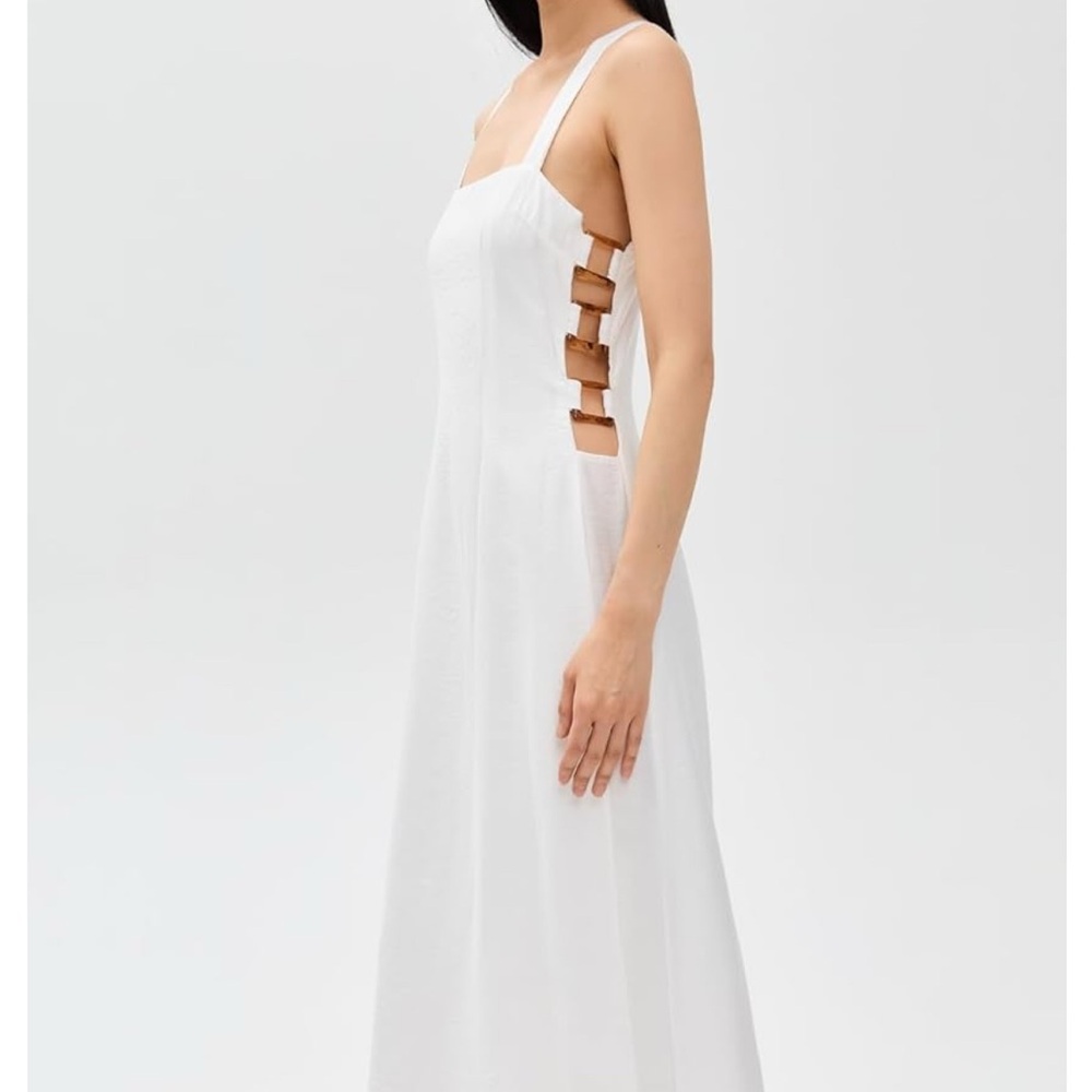 Seven Wonders Florence Sleeveless Linen Midi Dress, White, Large